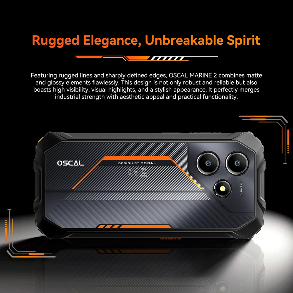 Blackview OSCAL Marine 2 Rugged Phone Android 15 AI 6.56 ''HD+ unioc T615 11000mAh NFC - Gambar 2