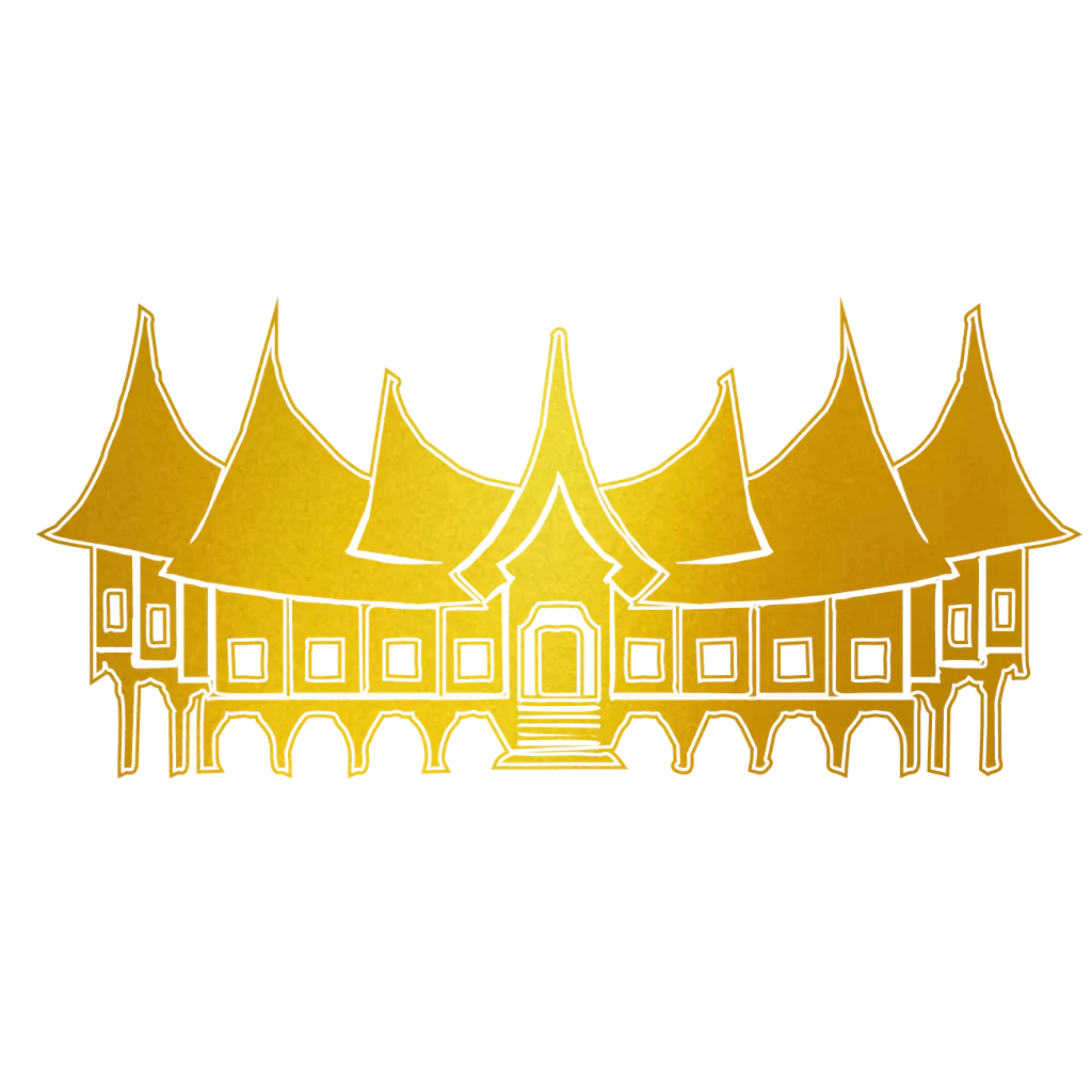 Logo Rumah Adat Rumah Gadang Grafir Model A Dekorasi Miniatur Hiasan Mahar Bahan Akrilik Gold