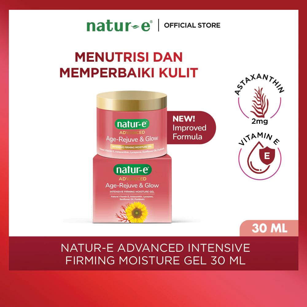 Natur-E Paket Advanced Intensive Firming Serum Age Rejuve 20ml & Glow Intensive Firming Moisture Gel 30ml - Serum Menutrisi dan Memperbaiki Kulit dengan Astaxanthin dan Vitamin E - Gambar 3