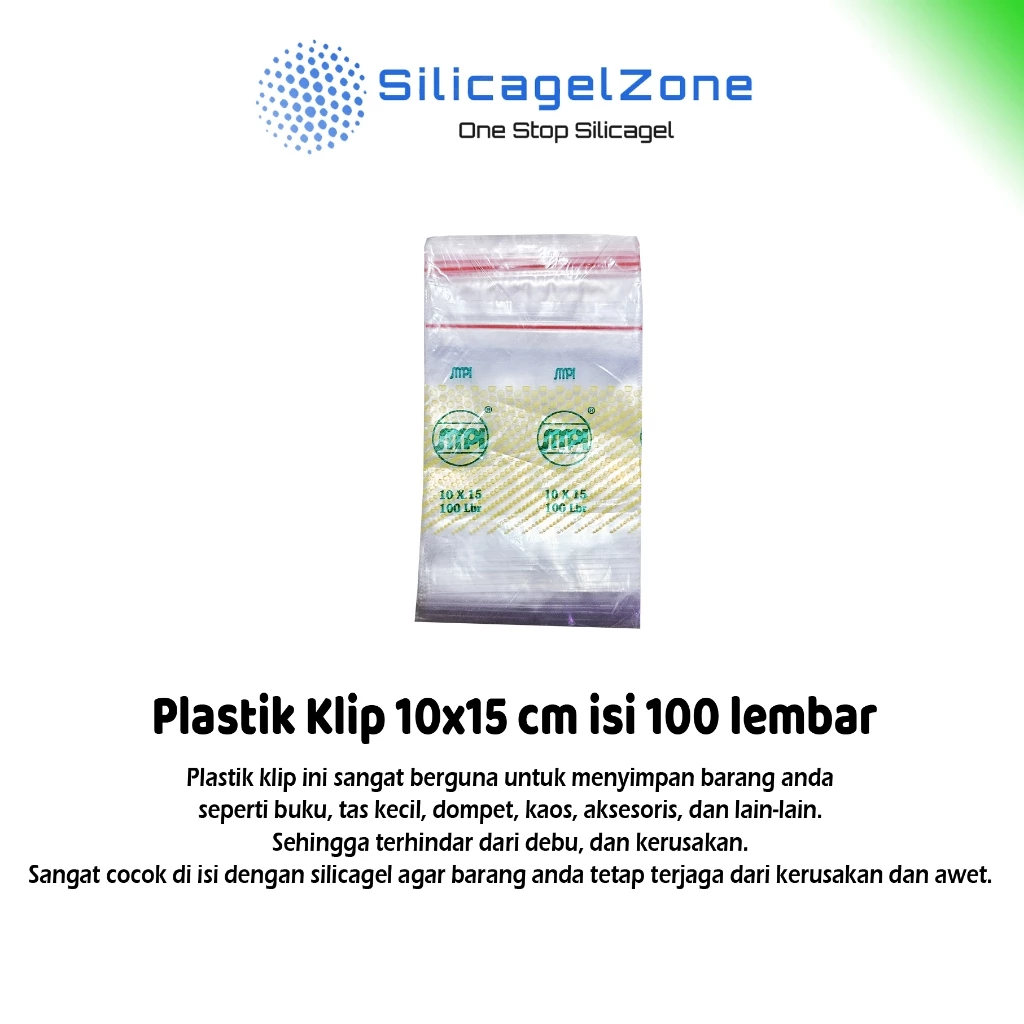 Plastik Klip Ziplock 10 x 15 isi 100 lembar Berguna untuk menyimpan buku, tas kecil, dompet, topi, aksesoris lainnya