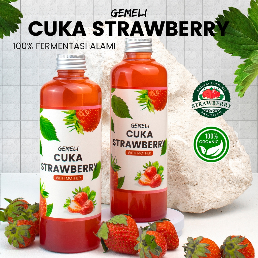 Gemeli Cuka Strawberry Original With Mother 500ml - Kaya Probiotik & Enzim - Gambar 4
