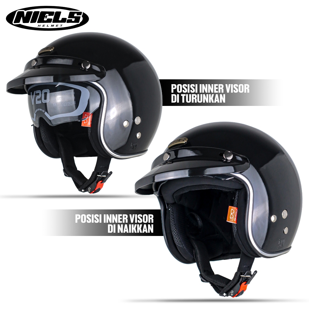 NIELS - Helm Bogo Retro V20 Inner Visor Dewasa Free Retro Style Pet SNI Motorcycle - Gambar 4