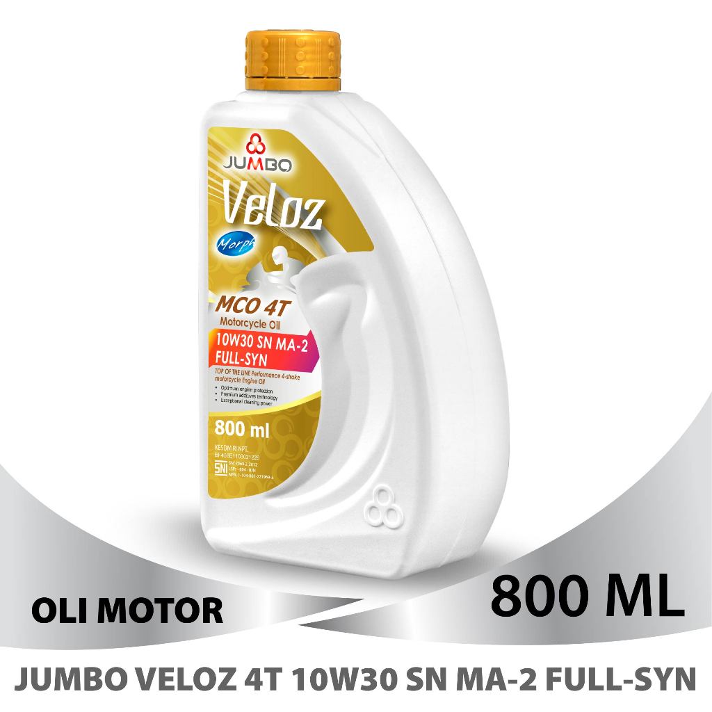 JUMBO Veloz 4T 10W30 SN MA-2 Full Syn (800ml) - Gambar 3