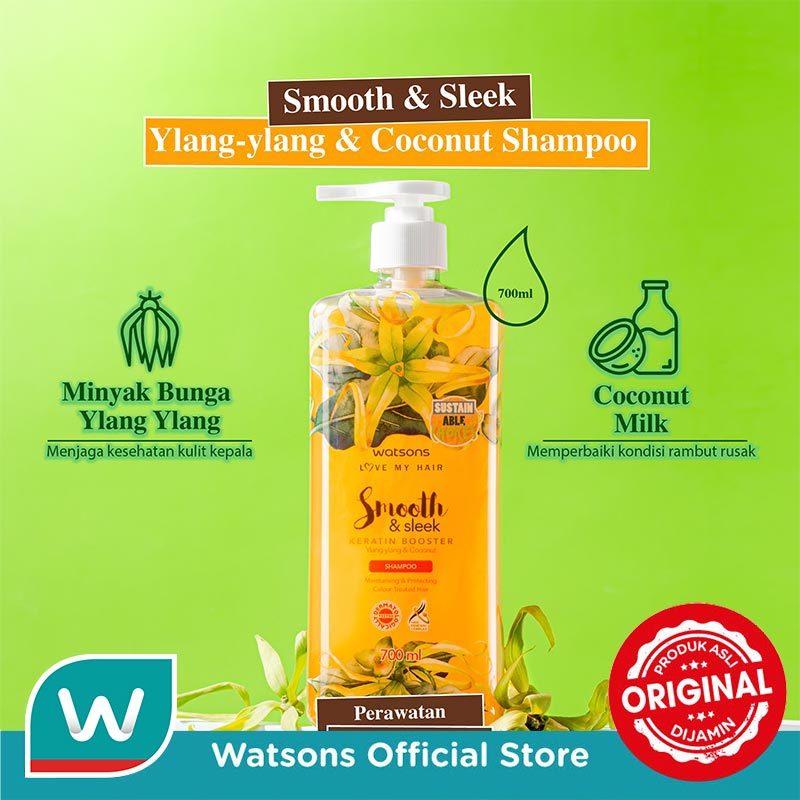 Watsons Smooth & Sleek Ylang-Ylang & Coconutt Shampoo 700ml - Gambar 2
