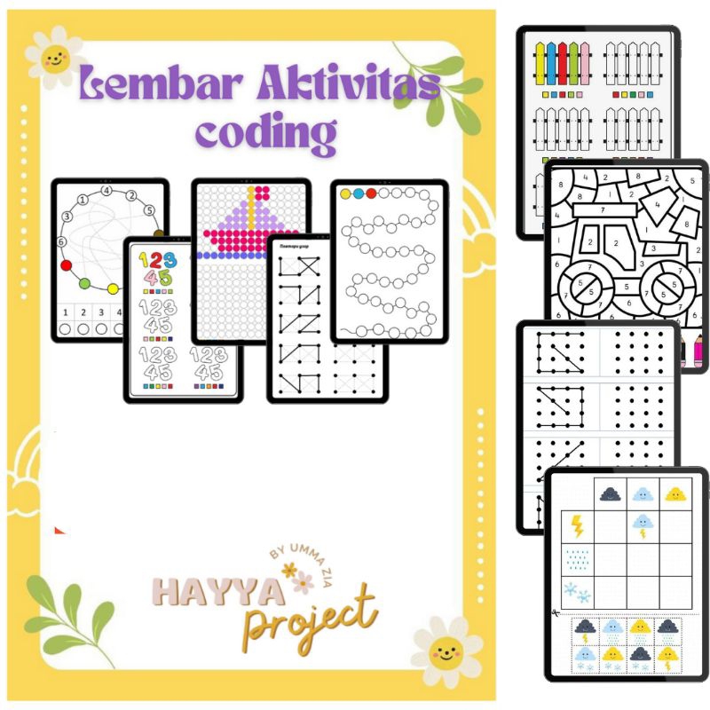 Hayya PROJECT - 50 CODING Sheets FOR PAUD Kindergarten SD CODING FOR ...