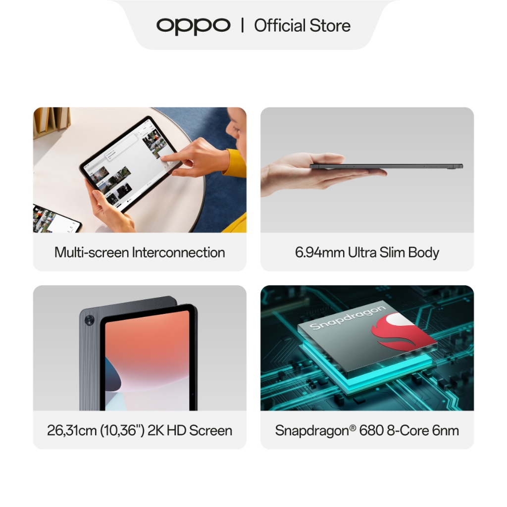 OPPO Pad Air 4GB/64GB [2K HD Eye Protection Screen, Ultra Slim & Lightweight, Multi-Screen Connect] - Gambar 3