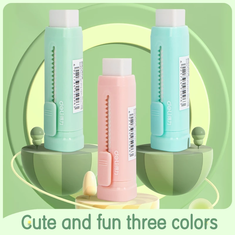 Deli Sliding Eraser Penghapus Mekanik Hapusan Mekanik Lucu Tidak Meninggalkan Serpihan TPR+ABS 71145 - Gambar 3