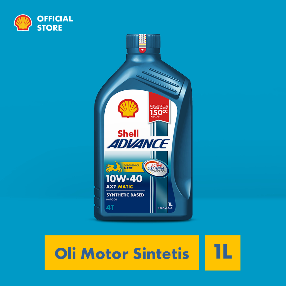 Oli Motor Shell Advance AX7 10W-40 (1L) – Synthetic Pelumas Mesin Motor Matic Harian Sport Lebih Bersih & Tahan Lama