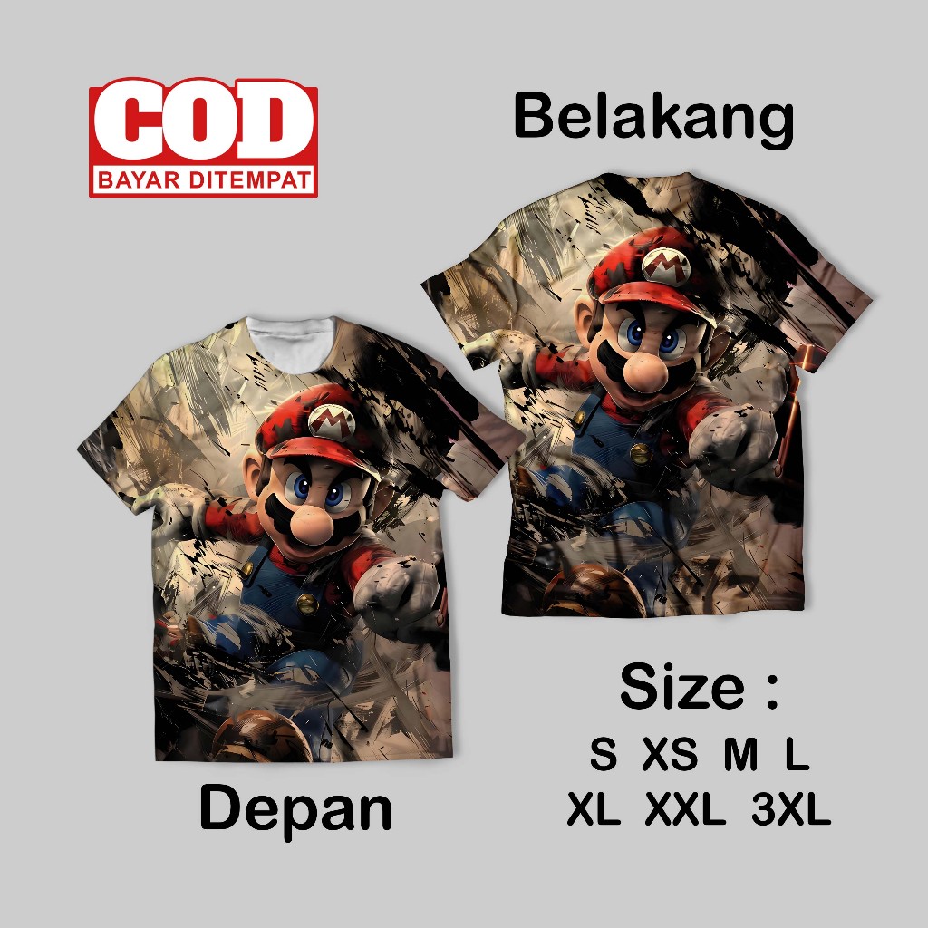Cool FullPrint Mario New Illustration T-shirt | Latest AOP Mario Bros ...