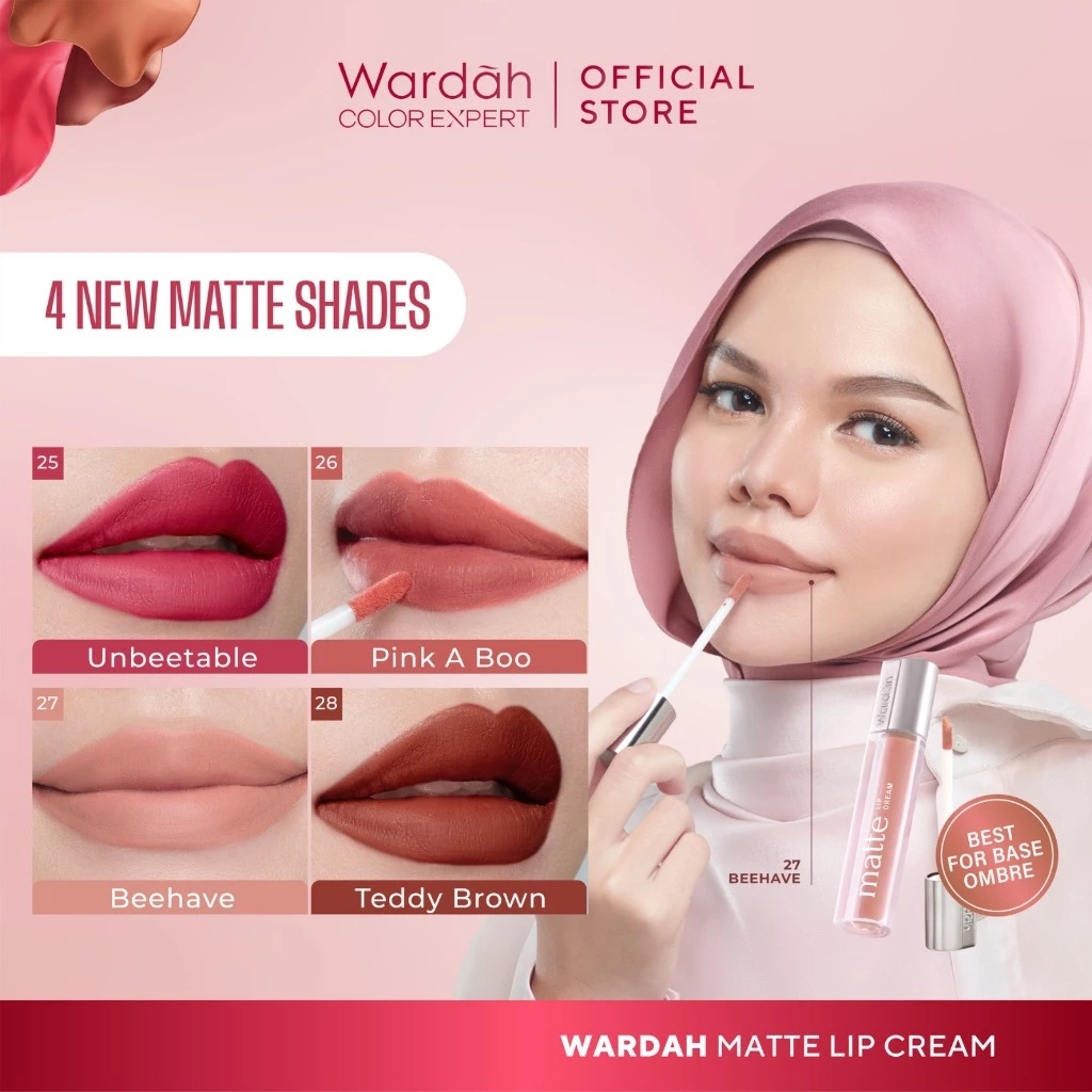 WARDAH Lip Cream - Matte Lip Cream 4 g Warna Intense dan Tahan Lama Matte Finish Teksture Creamy Liptint Lip Stain Lipstik Lip Tint Lip Matte Lipstick Lipcream Glossy Longlasting Waterproof Tahan Lama Two Tone Lip - Makeup - Gambar 3