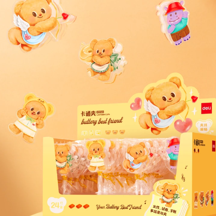 Deli x Butterbear Jepitan Kertas / Binder Clip Akrilik Motif Lucu HY401 - Gambar 2