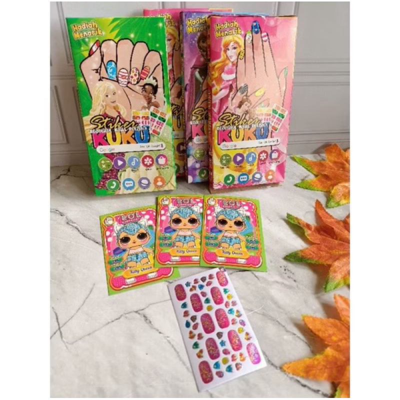 Sticker Kuku Tempel Motif 2In1 Nail Art Anak - Gambar 3