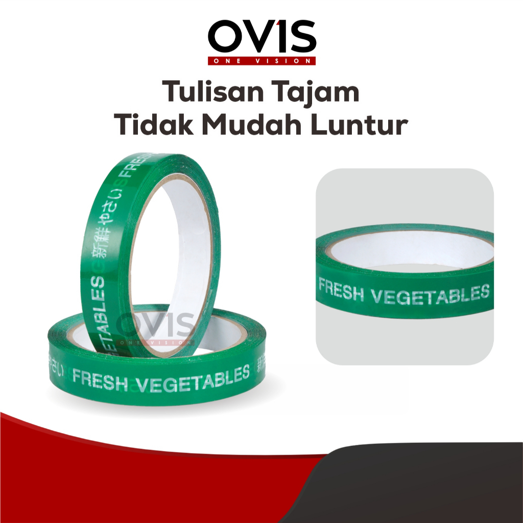 Lakban Sayur Buah Fresh Vegetable Fruit Isolasi Selotip Ovis 18 mm 50 Meter - Gambar 4
