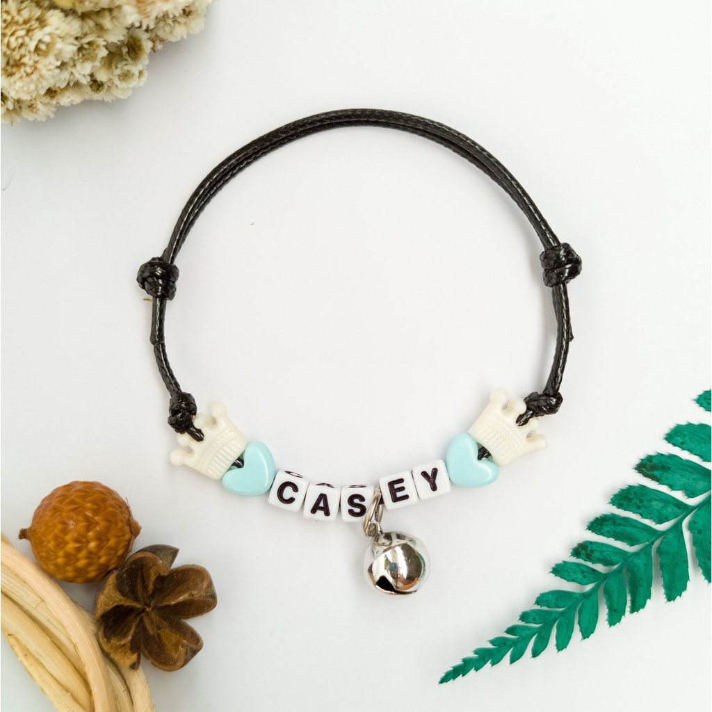 Kalung Kucing Custom Nama Manik Handmade Korea
