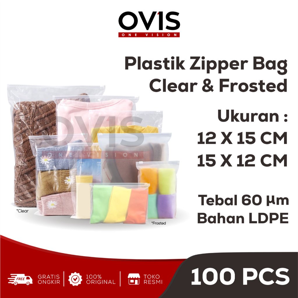 Zipper Lock 12x15 cm Ziplock 15x12 cm Plastik Travel Pouch Bag Kantong Zip Bening Potrait Landscape