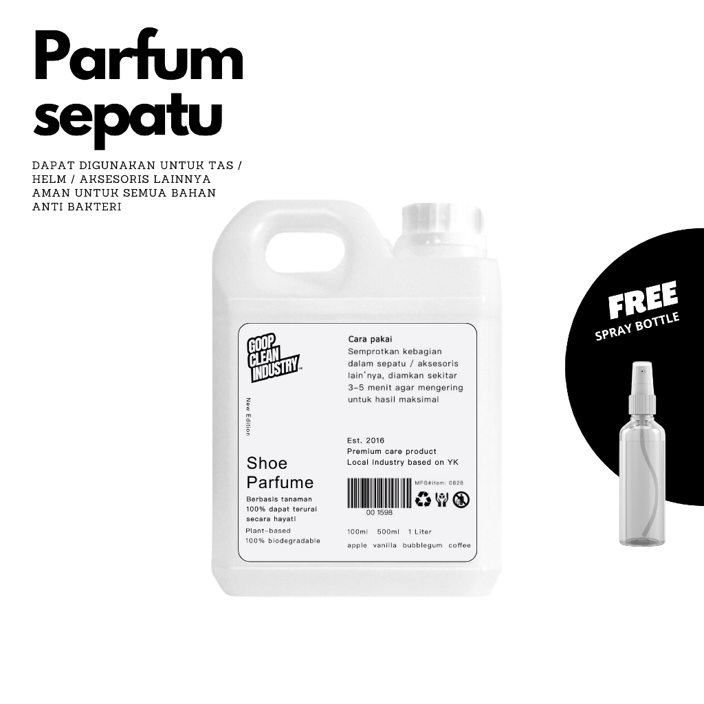 GOOP Deodorant Shoe 1 Liter - Parfum Sepatu Anti bakteri - Anti bau - Sepatu Topi Helm Tas