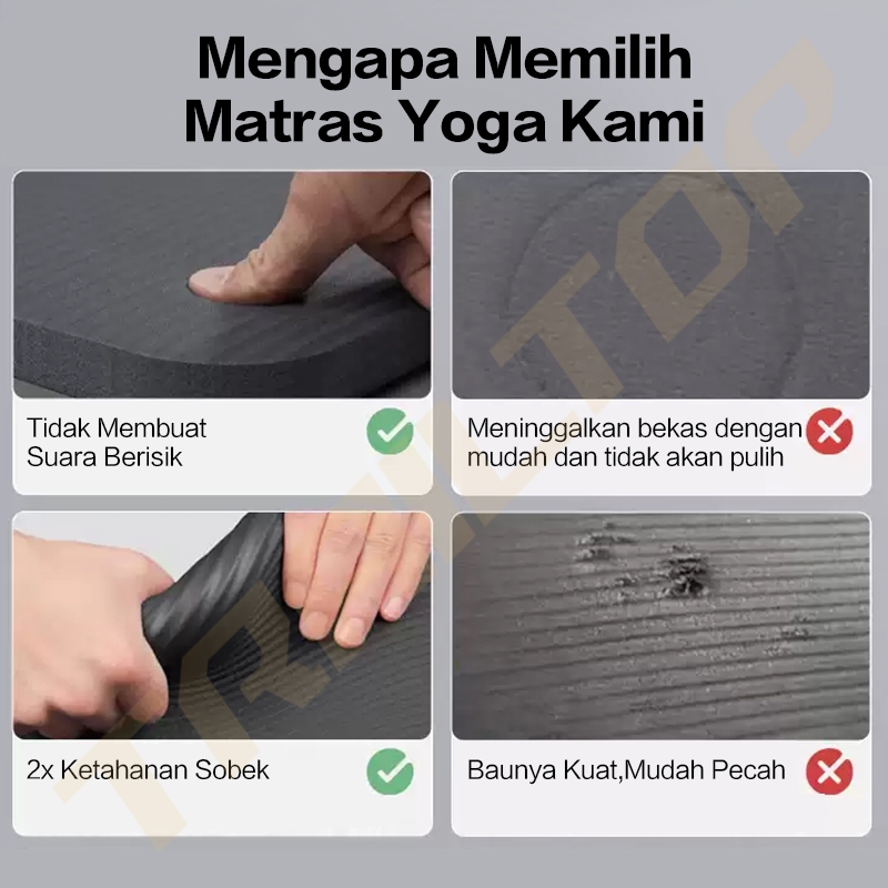 TrailTop Matras Olahraga NBR Yoga Mat Matras Yoga Anti Slip Karpet Olahraga Tebal 8/10mm - Gambar 4