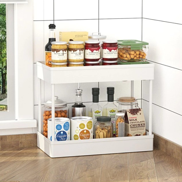 Kitchen Shelf / Cosmetic Shelf Multipurpose Stacking Shelf Portable ...