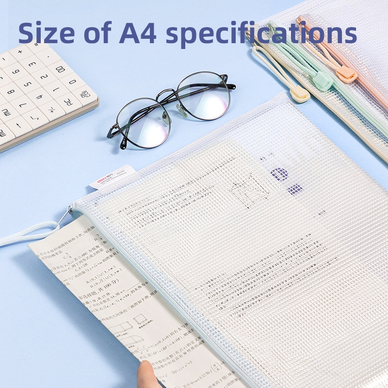 Deli Zip Bag / Pouch Document Bag Transparan Serbaguna A4 A5 Tebal 63479A 63480A - Gambar 3