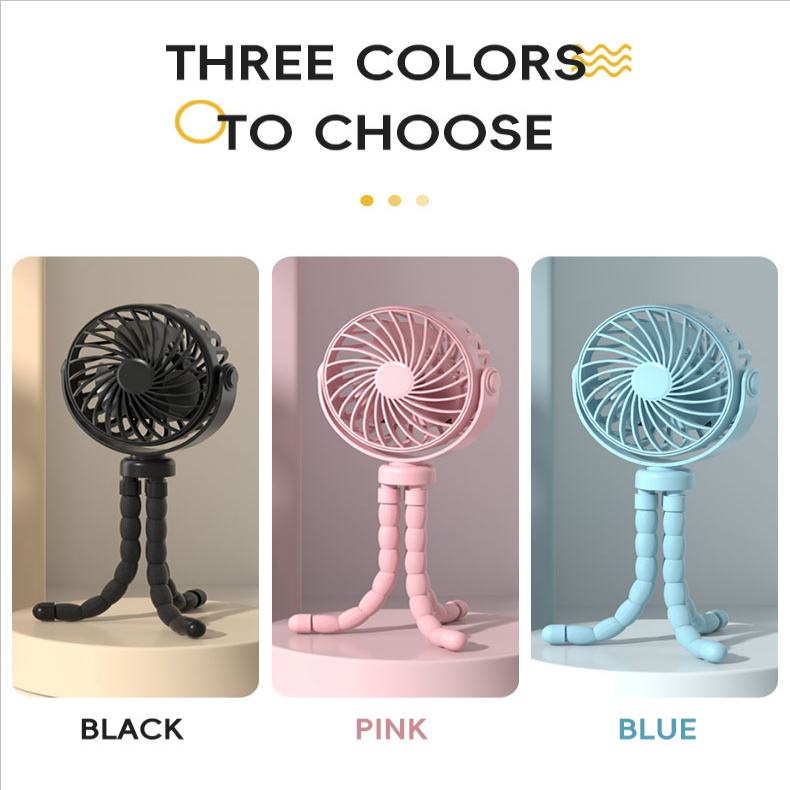 【BIG.ST88】Kipas Angin Mini Gurita 360° Stroller Bayi Portable Air Cooler Fan USB Tripod Rotating 3 Speed Wind - Gambar 2