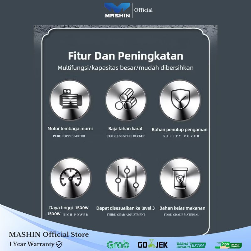 Mashin - Planetary Dough Mixer 30 Liter Mesin Pengaduk Adonan Elektrik Otomatis - Gambar 2
