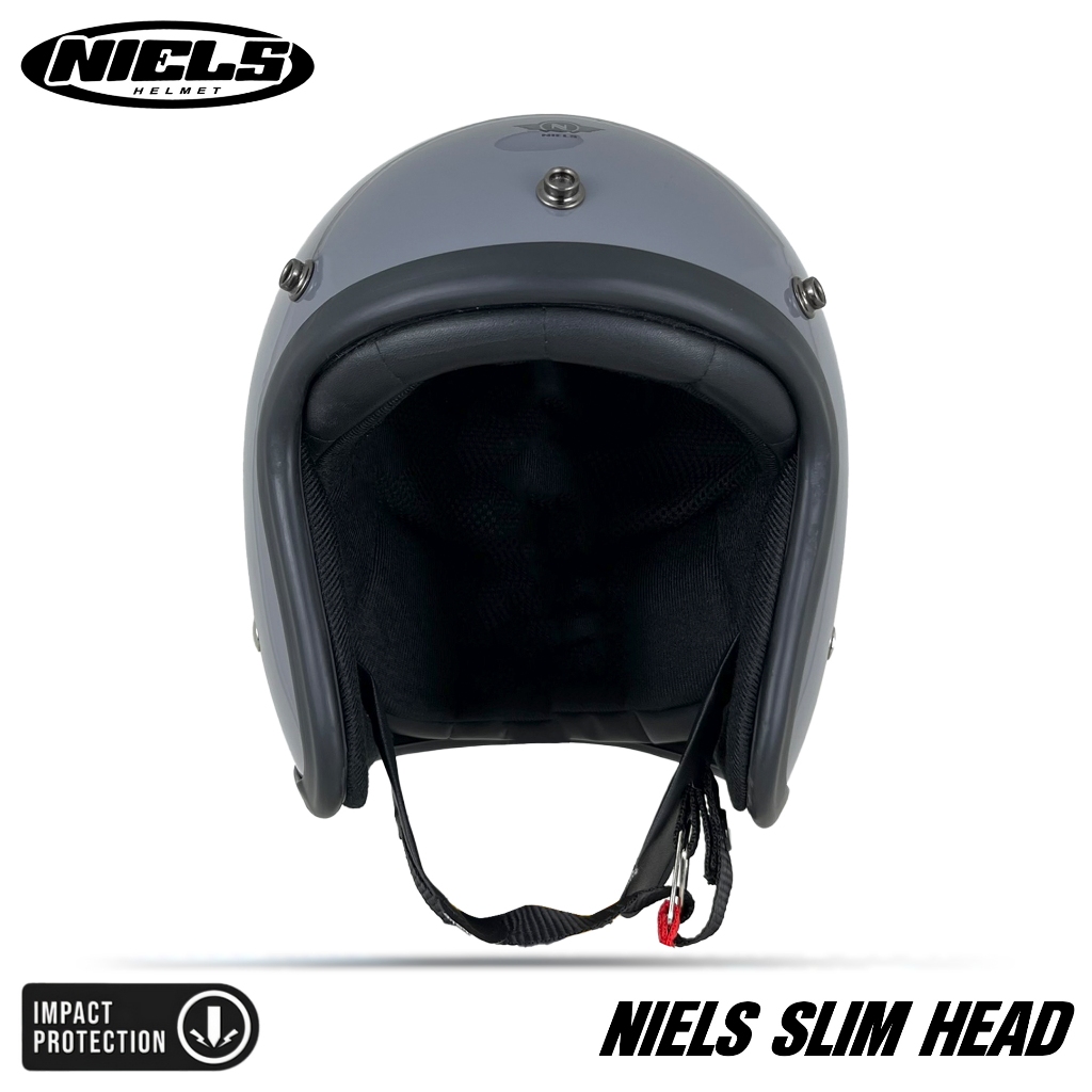 NIELS - Helm Bogo Retro Slim Head TX500 Pet Pendek / Kaca Datar SNI Motorcycle