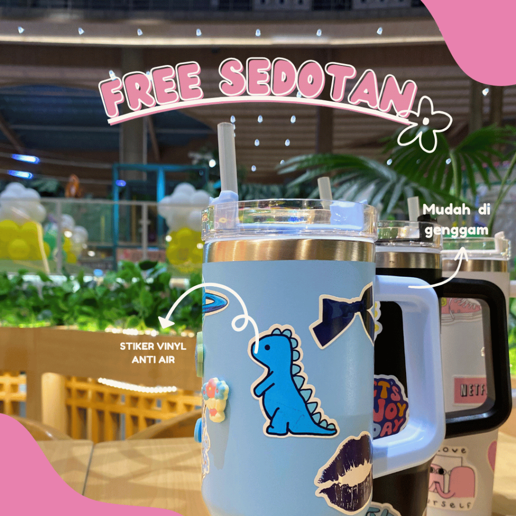 Tumbler Gagang Royale Girls 900ml Stainless Steel Tahan dingin stiker aesthetic random vinyl premium foto 4