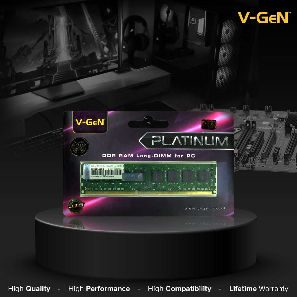 DDR3 8GB PC-12800/1600Mhz RAM PC/Komputer V-GeN Longdimm DDR3L 8 GB 1600 MHz PLATINUM - Gambar 4