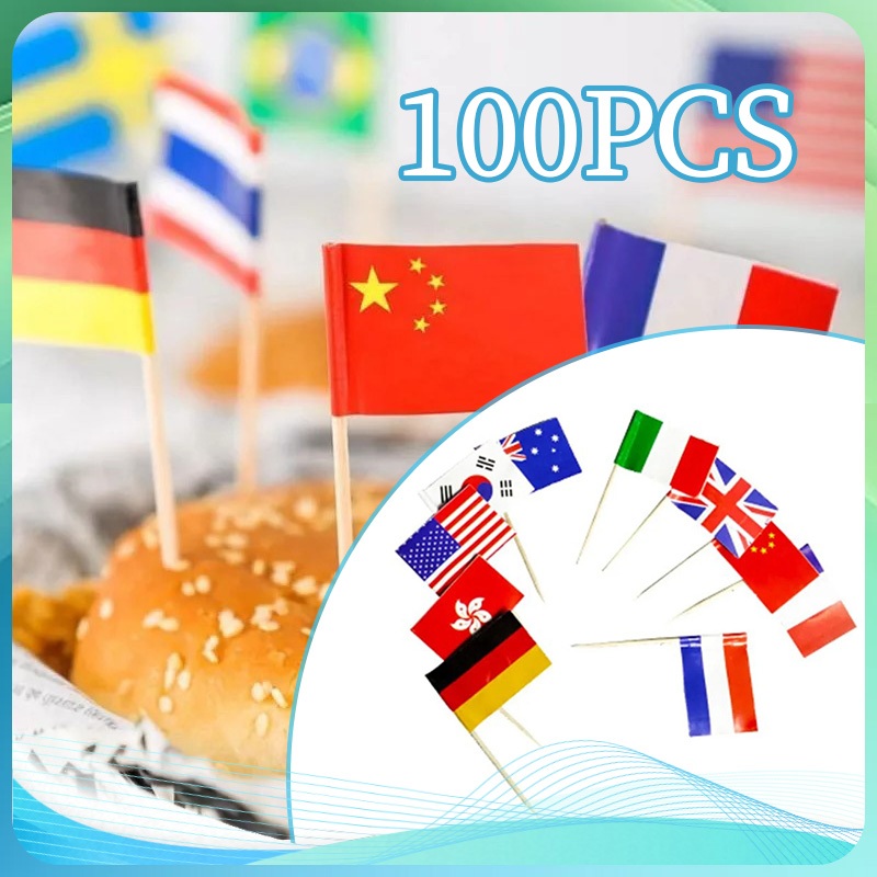 100pcs Country Flag Toothpicks Flags Toothpicks Decoration Cake Toppers ...
