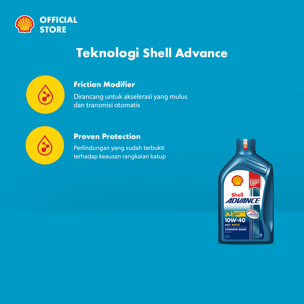 Oli Motor Shell Advance AX7 10W-40 (1L) – Synthetic Pelumas Mesin Motor Matic Harian Sport Lebih Bersih & Tahan Lama - Gambar 4