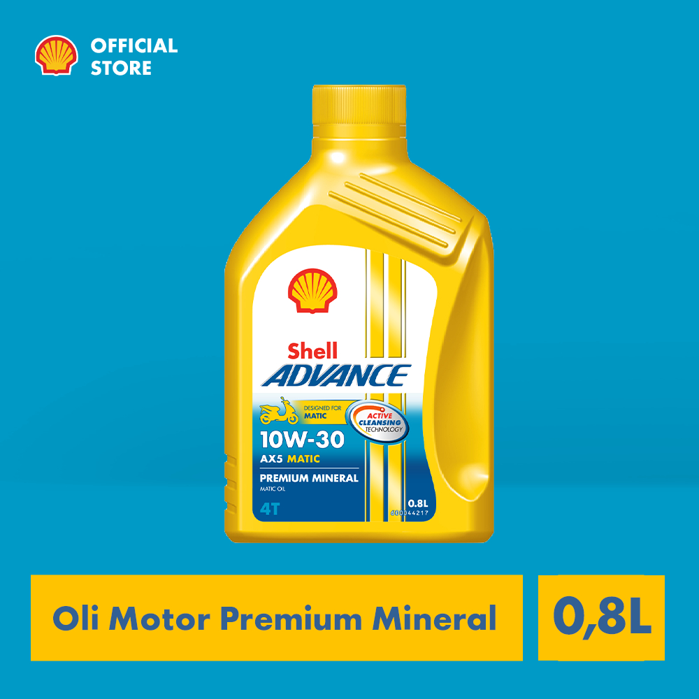 Oli Motor Shell Advance AX5 Scooter 10W-30 (0.8L) – Premium Mineral Pelumas Mesin Motor Matic Harian Lebih Bersih & Stabil