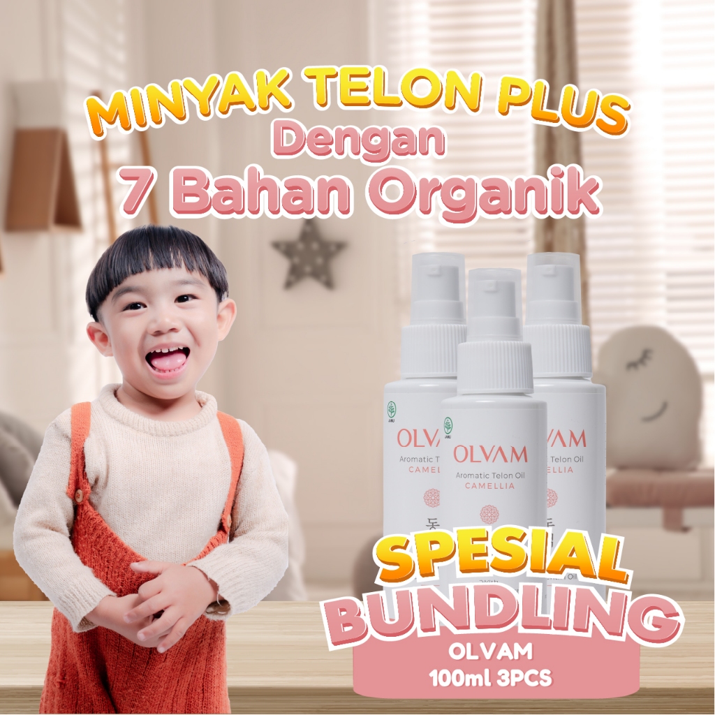 (TERLARIS) Bundling hemat 3pcs 100ml Minyak Telon Premium Olvam dengan Rose Essential Oil - Gambar 3