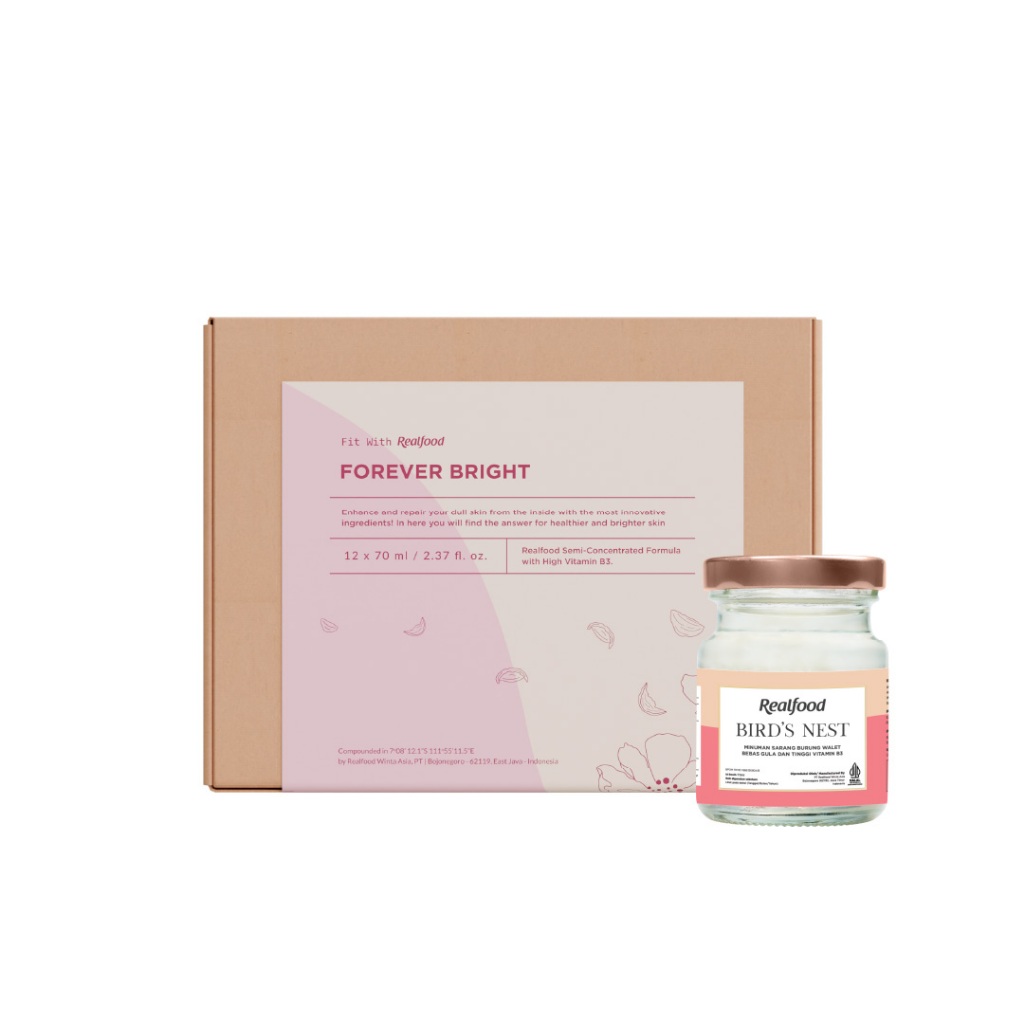 Realfood Forever Bright / Minuman Sarang Burung Walet / Brightening Drink / Glutathione / Niacinamide / Kulit Cerah / Glowing Skin / Bantu Samarkan Kulit Kusam / Dark Spot / Daily Beauty Drink / Wellness Drink - Gambar 2