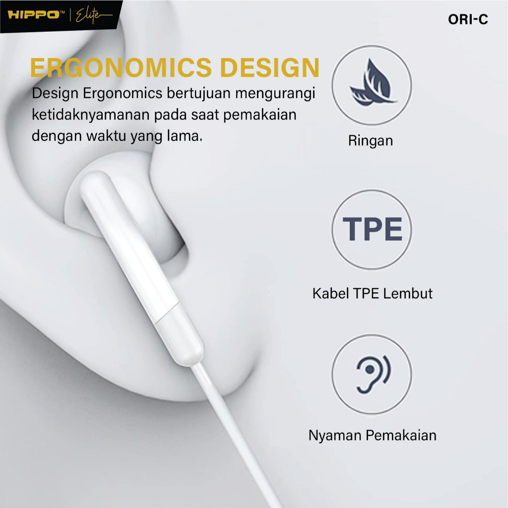 HIPPO ELITE WIRED EARPHONE ORI-C SATUAN NEW - Gambar 4