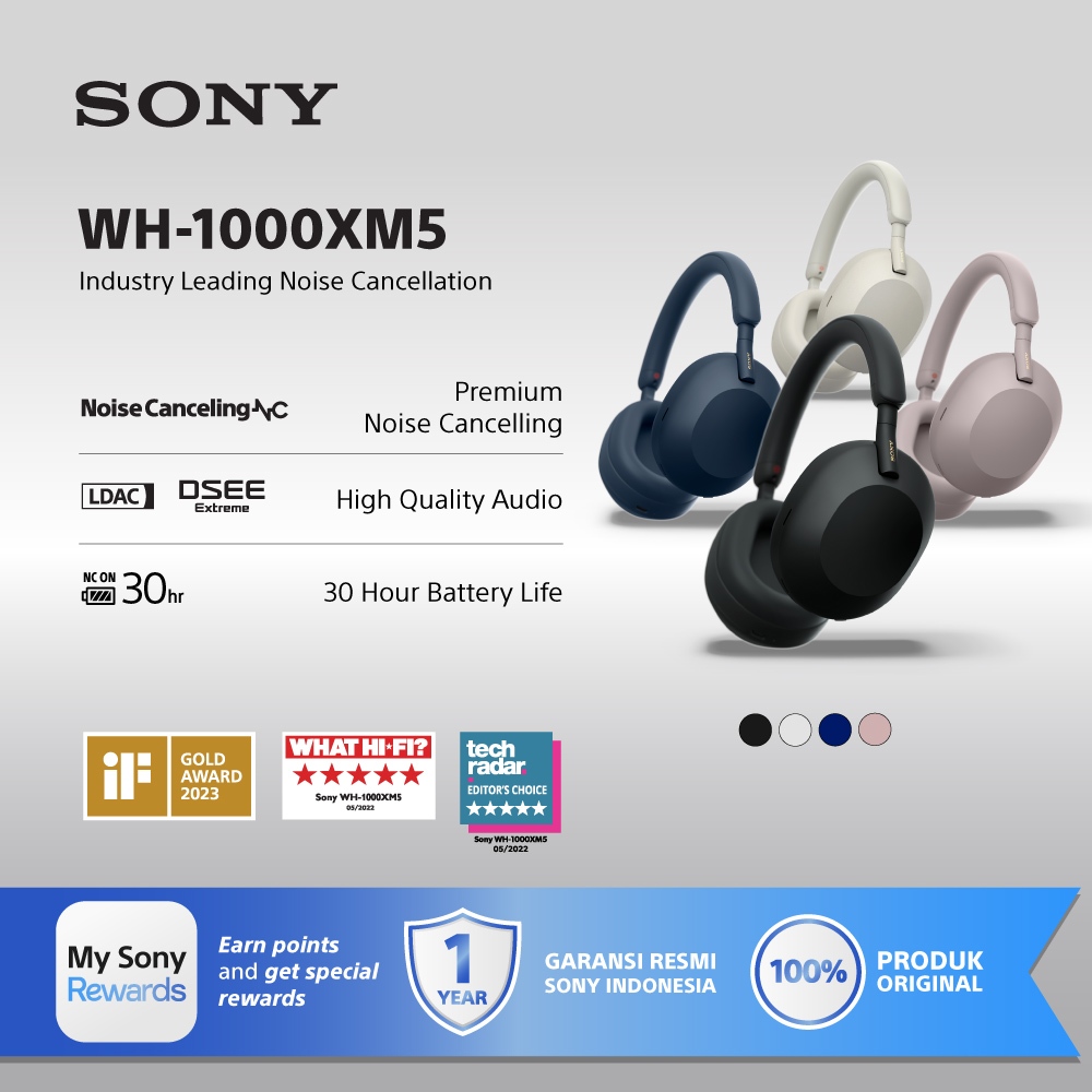 SONY WH-1000XM5 Wireless Noise Cancelling Headphones with Hi-Res Audio, Bluetooth 5.2, 30H Battery, LDAC​ - Gambar 2