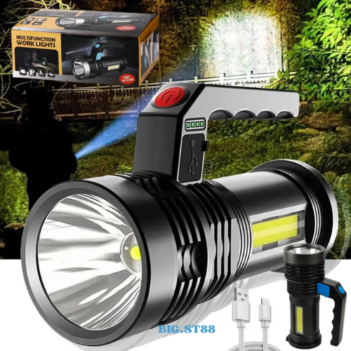 Senter Lampu LED Flashlight 4 MODE Waterproof USB 10W Cree XPE + COB SOS KEDIP SENTER SUPER