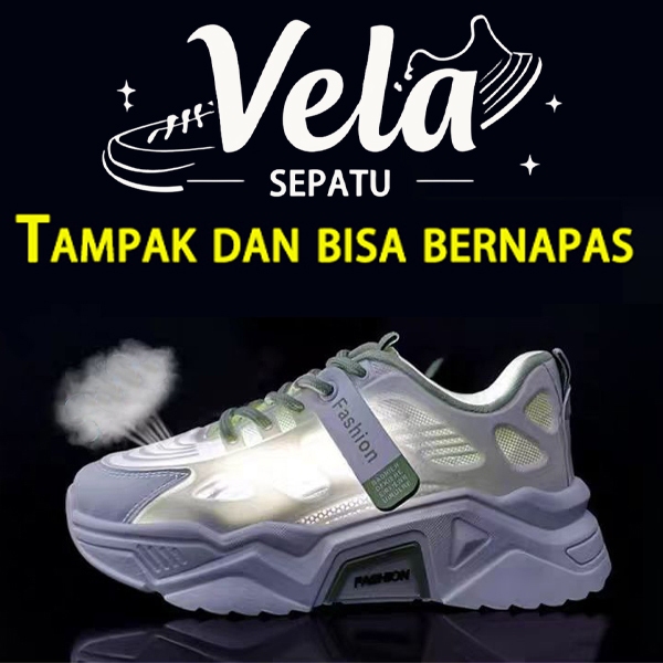 vela sepatu wanita sneakers korean style putih olahraga sekolah running sekolah lari - Gambar 3