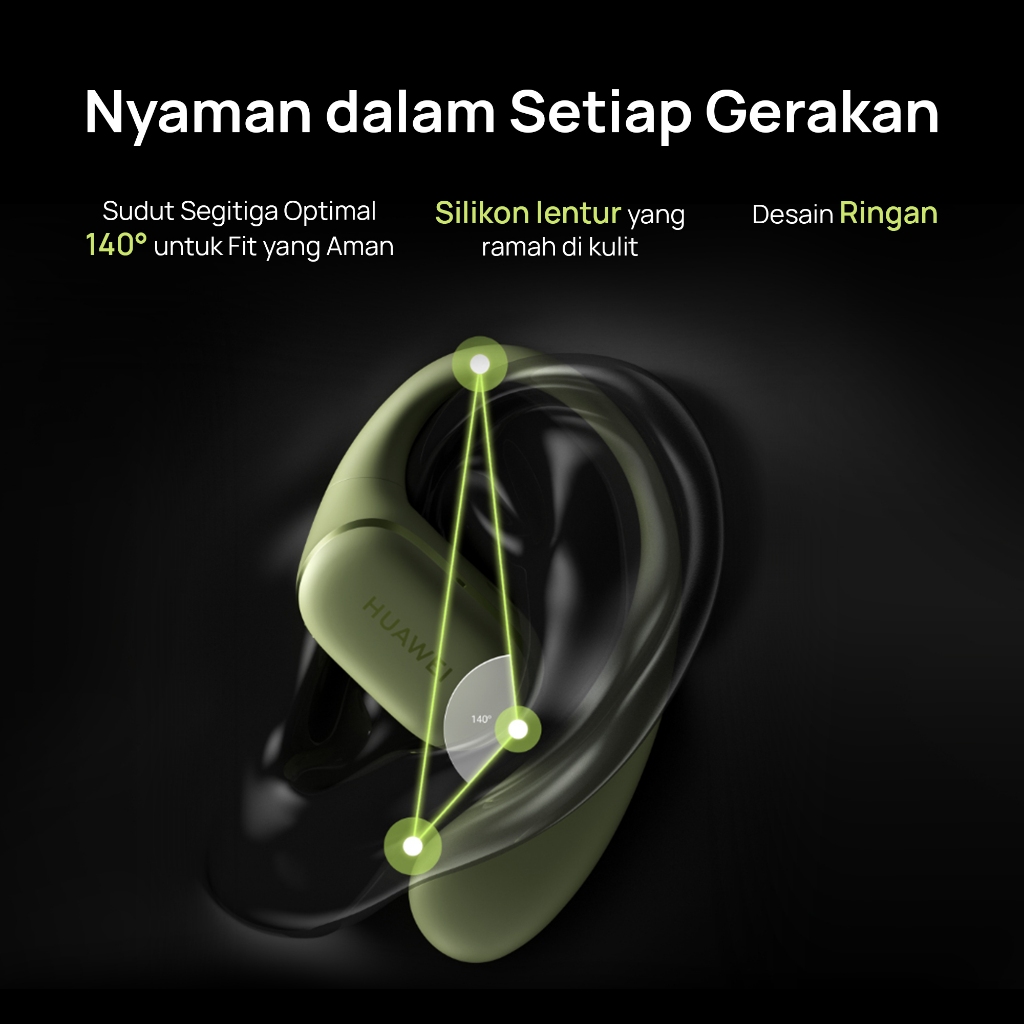 [8.8 s/d 20%*] HUAWEI FreeArc TWS Earphone / Earphone Olahraga Nyaman dengan Suara Sejernih Kristal / Tahan Air IP57 - Gambar 3