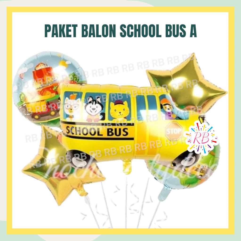 School BUS Balloon Package A School Bus Car Birthday Decoration ...