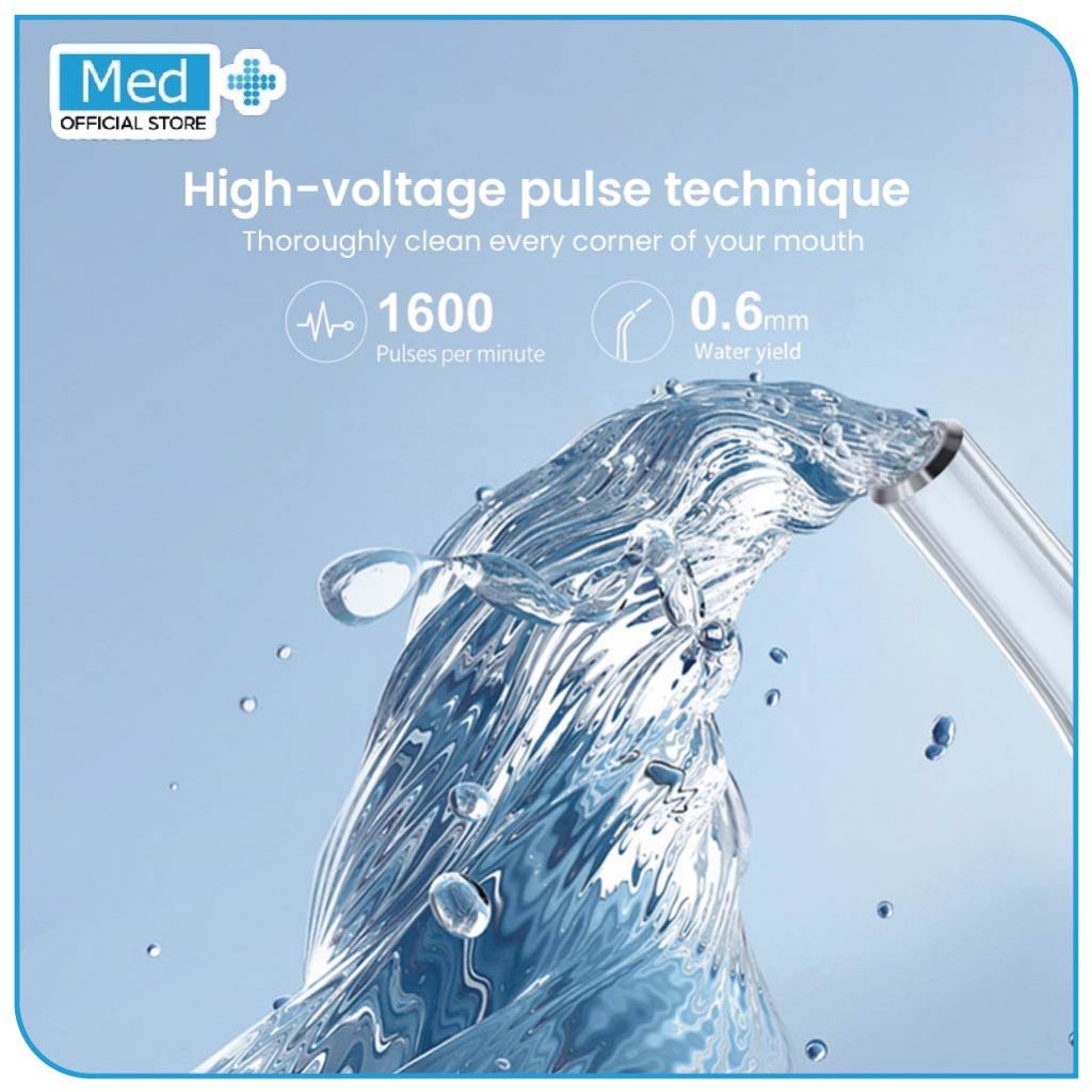 Med+ Oral Portable Water Flosser Dental Gigi Oral Care Dental Scaler Teeth Portable USB Rechargeable - Gambar 2
