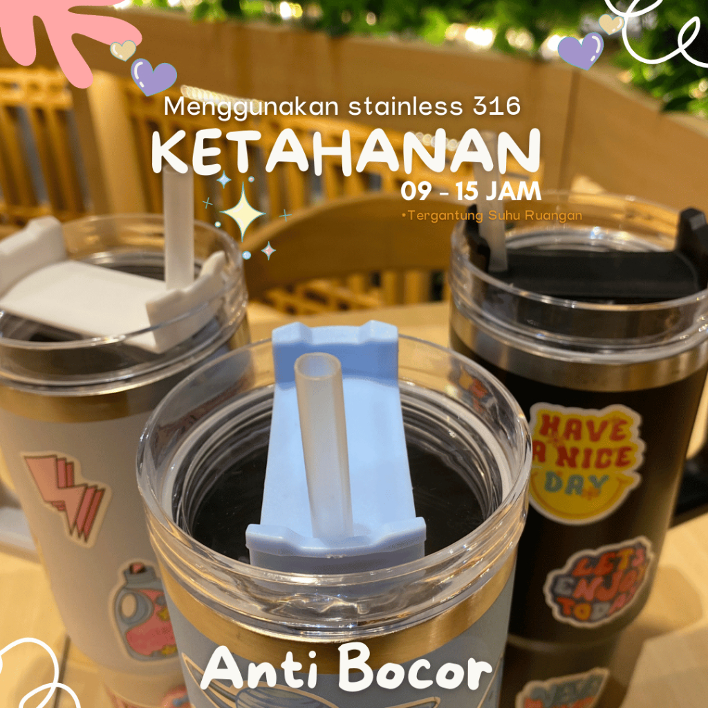 Tumbler Gagang Royale Girls 900ml Stainless Steel Tahan dingin stiker aesthetic random vinyl premium foto 3