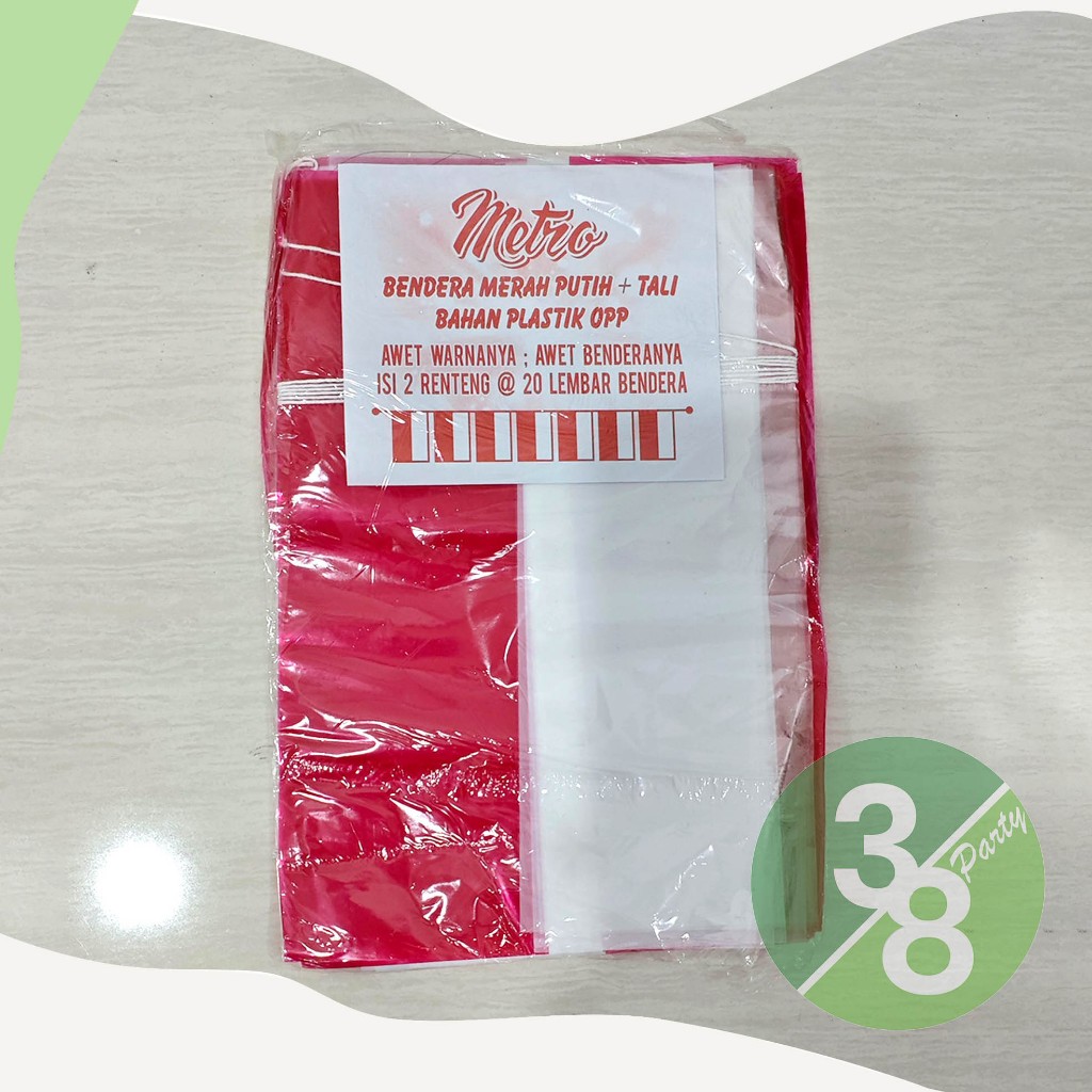 MERAH OPP Plastic Flag + Red and White Metro Rope Indonesian Flag Happy ...