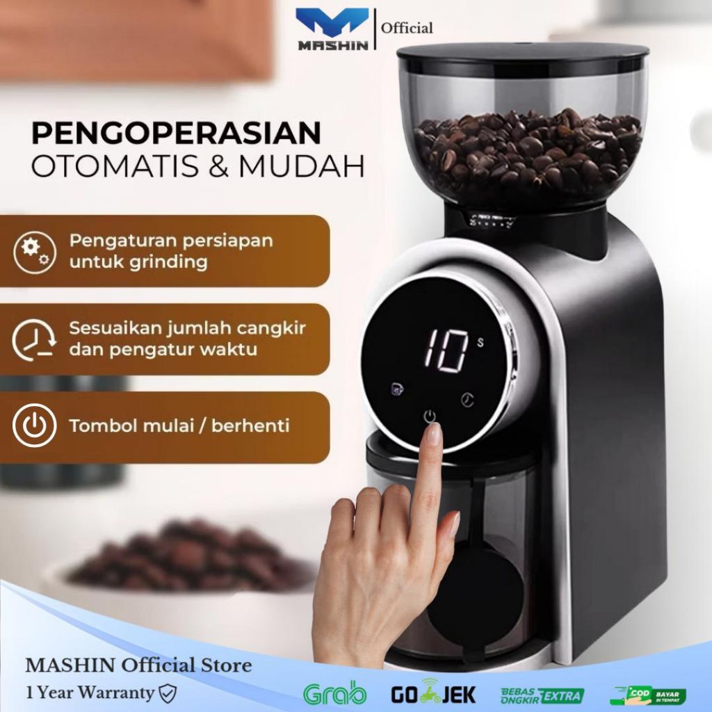 Mashin - Coffee Grinder Profesional Flat Burr Mesin Penggiling Kopi/ Touch Screen/ Magnetic Outlet - Gambar 2