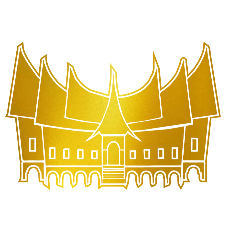 Logo Rumah Adat Rumah Gadang Grafir Model A Dekorasi Miniatur Hiasan Mahar Bahan Akrilik Gold - Gambar 2