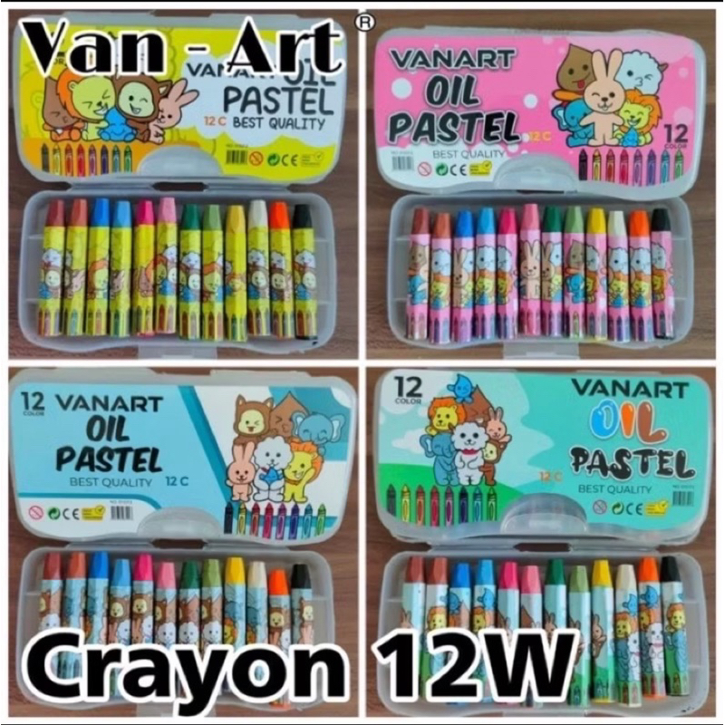 Crayon 12 Warna Apik Dan Van Art Alat Melukis - Gambar 3