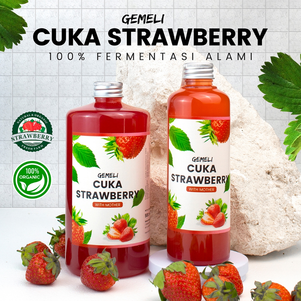 Gemeli Cuka Strawberry Original With Mother 500ml - Kaya Probiotik & Enzim - Gambar 3