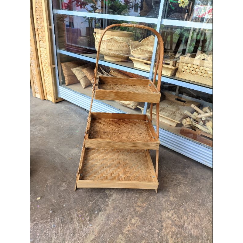 3 tier square onion rack / 3 tier bamboo kitchen rack / 3 tier bamboo ...