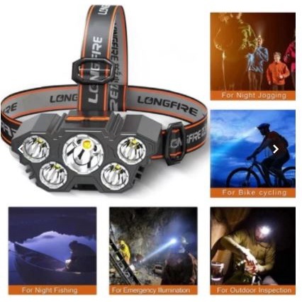 Senter Kepala L-T21 Led Jarak Jauh Anti Air Senter Led Super Terang Senter Headlamp Headlamp 5 Led USB Rechargeable - Gambar 2