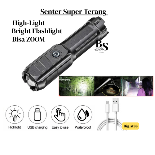 SENTER SWAT LED 36W / FLASH LIGHT PORTABLE RECHARGEABLE ZOOM SUPER TERANG