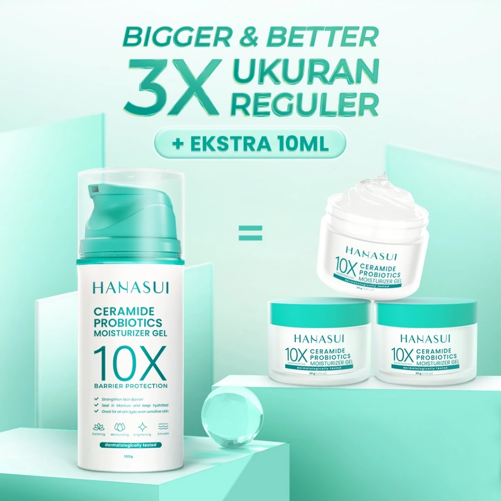 [BIG SIZE] Hanasui Ceramide Probiotics Moisturizer Gel 100ml - Pelembab Ringan Lembap Perbaiki Skin Barrier dan Mencerahkan - Gambar 3